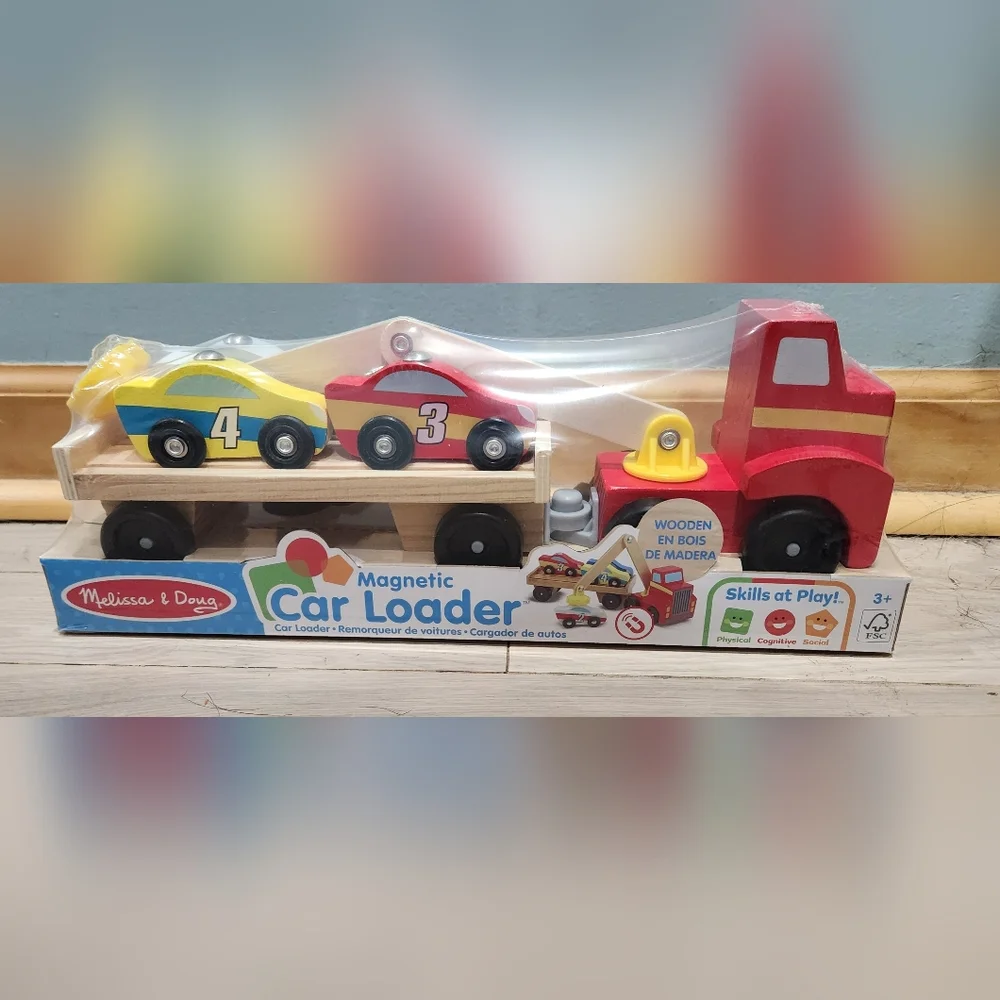 Melissa & Doug Red Magnetic Car Loader Set